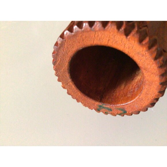 Vintage Vase Ornate Floral Hand Carvings Wooden 10" x 4"  Made In Thailand - Picture 8 of 14